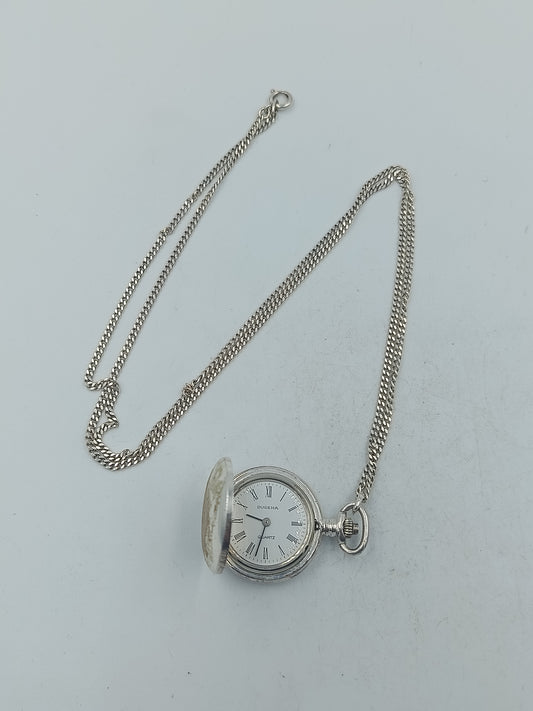 Analoge Taschenuhr Dugena mit Kette und klassischem Zifferblatt