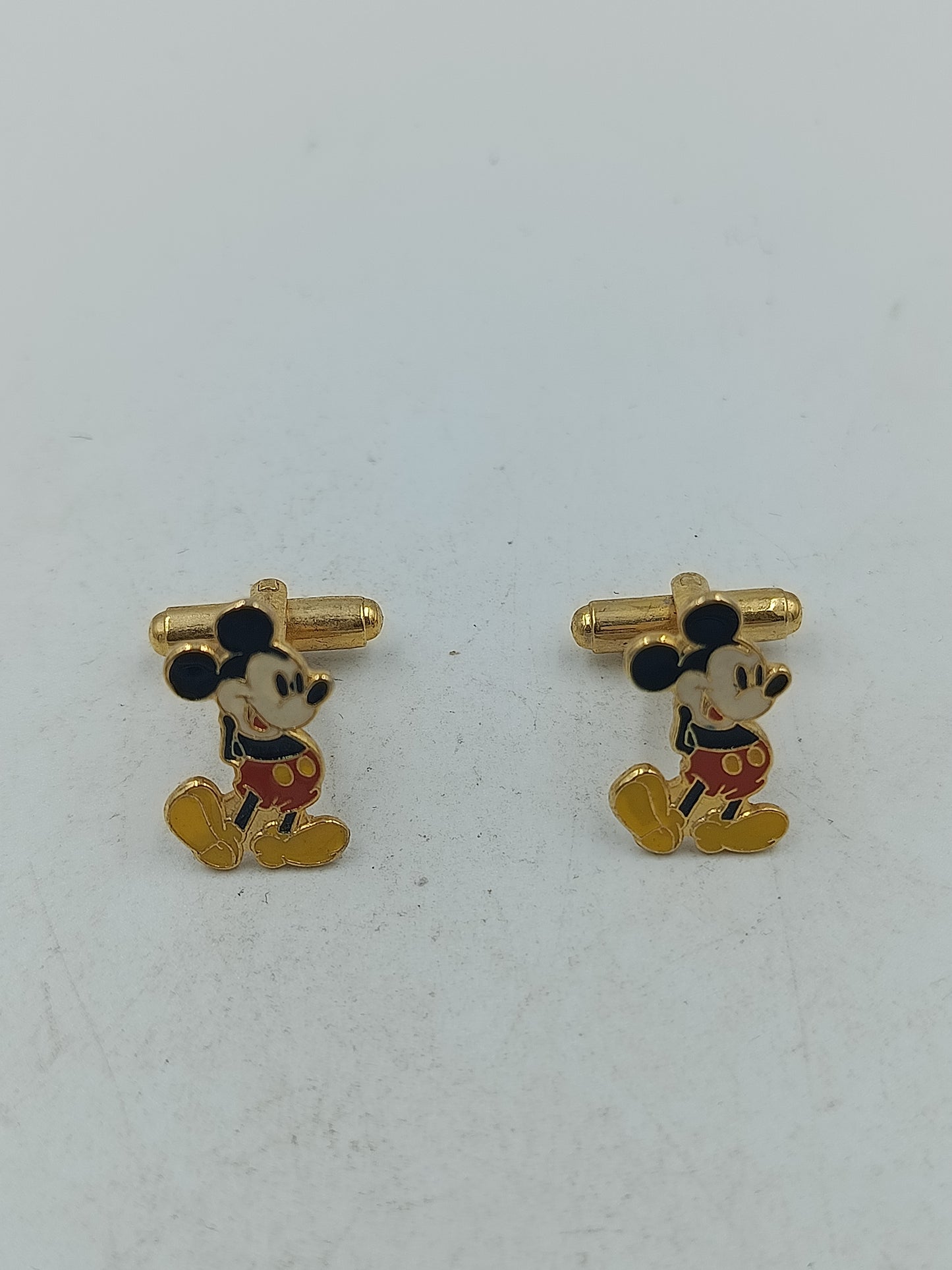 Micky Manschettenknöpfe goldfarben mit farbiger Emaille im klassischen Disney Stil