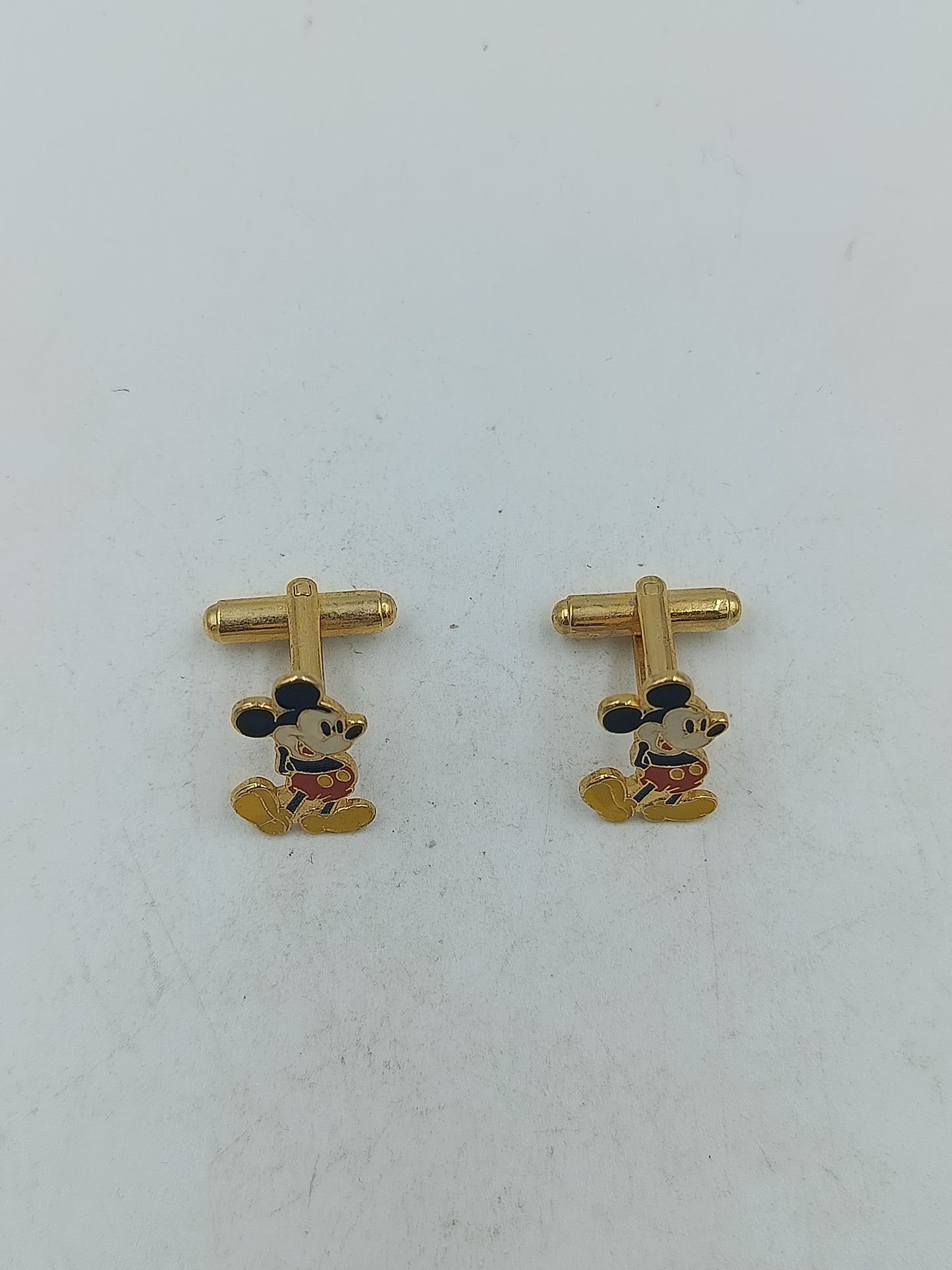 Micky Manschettenknöpfe goldfarben mit farbiger Emaille im klassischen Disney Stil