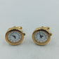Runde Manschettenknöpfe mit integrierter Uhr in goldfarbener eleganter Ausführung