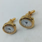 Runde Manschettenknöpfe mit integrierter Uhr in goldfarbener eleganter Ausführung