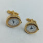Runde Manschettenknöpfe mit integrierter Uhr in goldfarbener eleganter Ausführung