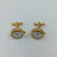 Runde Manschettenknöpfe mit integrierter Uhr in goldfarbener eleganter Ausführung