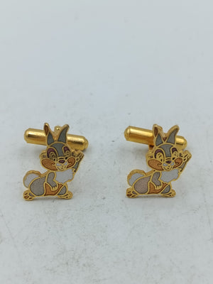 Goldfarbene Manschettenknöpfe mit Hasenmotiv in verspieltem elegantem Design