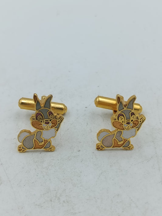 Goldfarbene Manschettenknöpfe mit Hasenmotiv in verspieltem elegantem Design