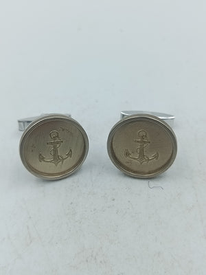 Anker Manschettenknöpfe in silberfarbener Optik mit maritimem Symbol