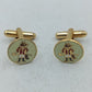 Fuchs Manschettenknöpfe in goldfarbener Optik mit grüner Emaille
