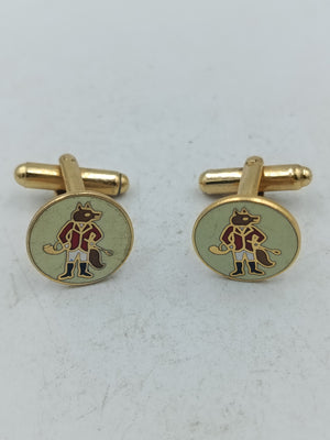 Fuchs Manschettenknöpfe in goldfarbener Optik mit grüner Emaille