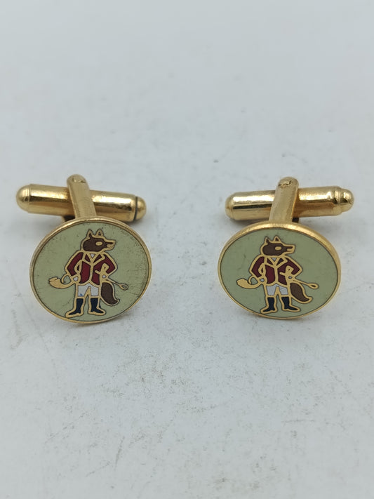 Fuchs Manschettenknöpfe in goldfarbener Optik mit grüner Emaille