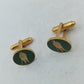 Golfer Manschettenknöpfe in goldfarbener Optik mit dunkelgrüner Emaille