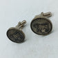 Runde Manschettenknöpfe aus echtem Silber mit Stiermotiv im antiken Stil