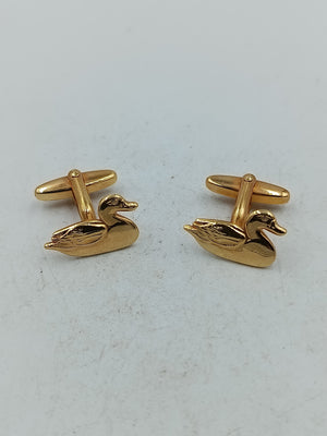 Edle Manschettenknöpfe Ente goldfarben klassisches Tiermotiv