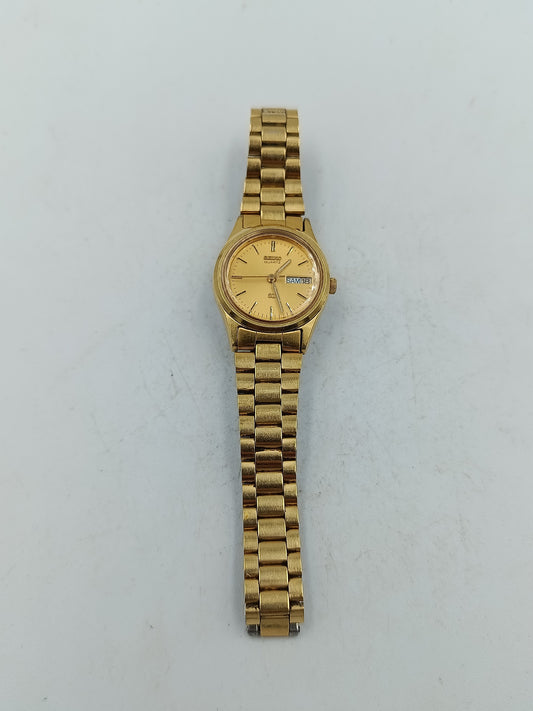 Seiko Quartz Armbanduhr goldfarben mit Datumsanzeige klassisches elegantes Design für Alltag und Anlass