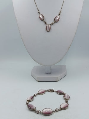 925 Silber Schmuckset mit Kette und Armband in zartem Rosa elegant und zeitlos
