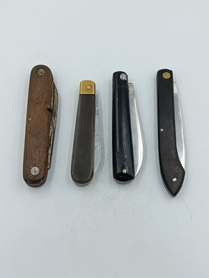Klappmesser Set aus verschiedenen Taschenmessern mit Holz und Kunststoffgriffen