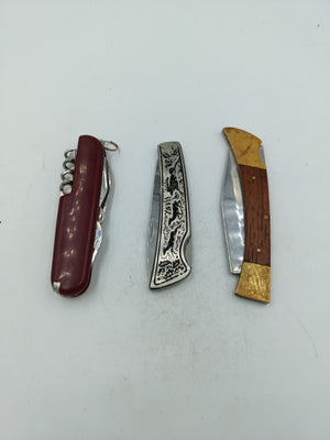 Klappmesser Set mit drei unterschiedlichen Taschenmessern für Sammlung und Alltag