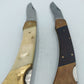 Zwei klassische Taschenmesser im Set mit Messingbeschlägen und Holz-/Knochengriffen