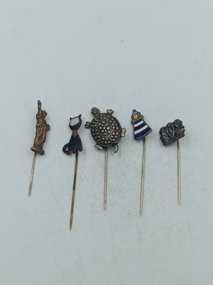 Vintage-Sammlernadeln: 5er-Set Tiere & Maritime Motive