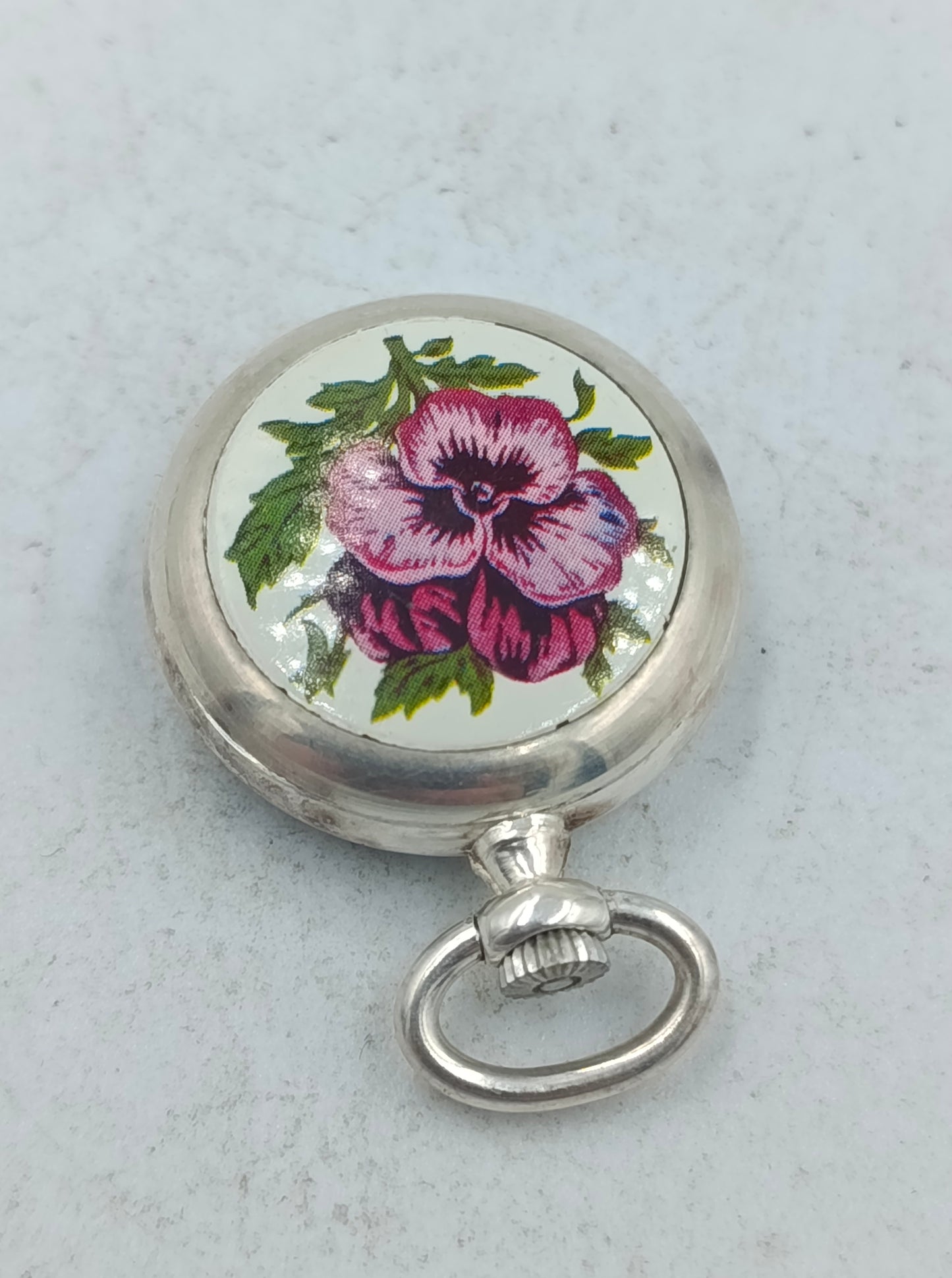 Royal Swiss Made Taschenuhr mit Blumenmotiv im Vintage Stil