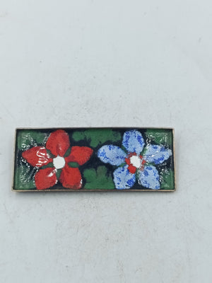 Emaille Blumen Brosche im Vintage Stil mit Handwerk aus Schweden