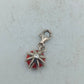 Silber Charm Anhänger mit rotem Stein und sicherem Karabinerverschluss