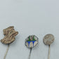 Vintage Anstecknadeln Set mit Tier und Symbol Motiven