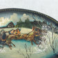 Handbemalte Vintage Brosche mit winterlicher Kutschenszene