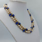 Elegante doppelte Perlenkette mit blauen Akzentperlen vielseitig kombinierbar