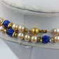 Elegante doppelte Perlenkette mit blauen Akzentperlen vielseitig kombinierbar