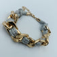 Statement-Band: Gold-Kettenglieder & Silber-Textil