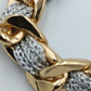Statement-Band: Gold-Kettenglieder & Silber-Textil