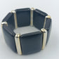 Elastisches Armband: Dunkelblau & Silberglieder