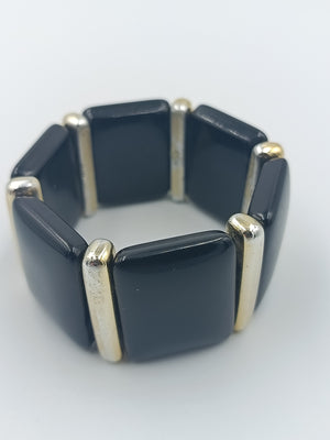 Elastisches Armband: Dunkelblau & Silberglieder
