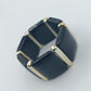 Elastisches Armband: Dunkelblau & Silberglieder