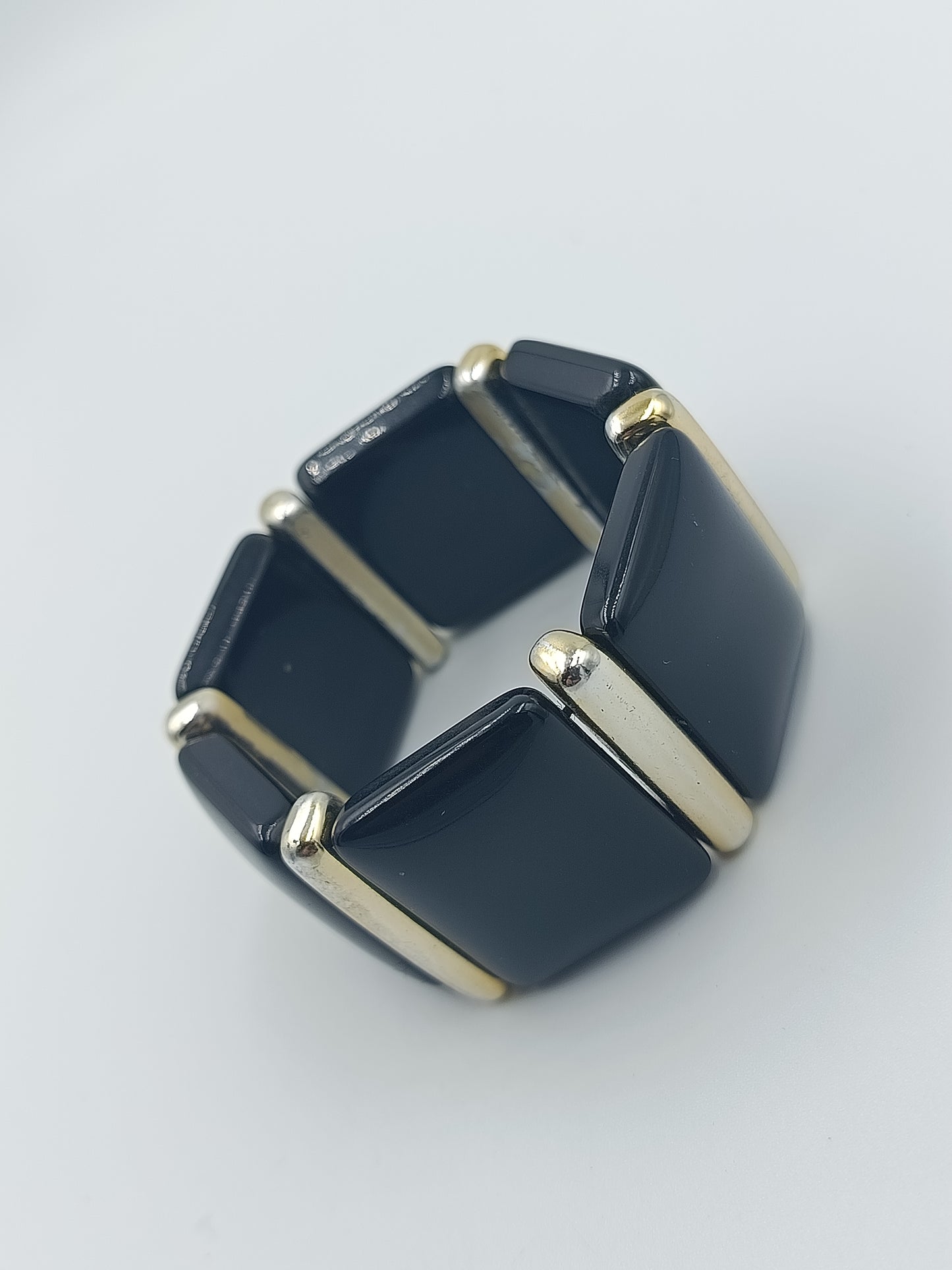 Elastisches Armband: Dunkelblau & Silberglieder