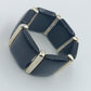 Elastisches Armband: Dunkelblau & Silberglieder
