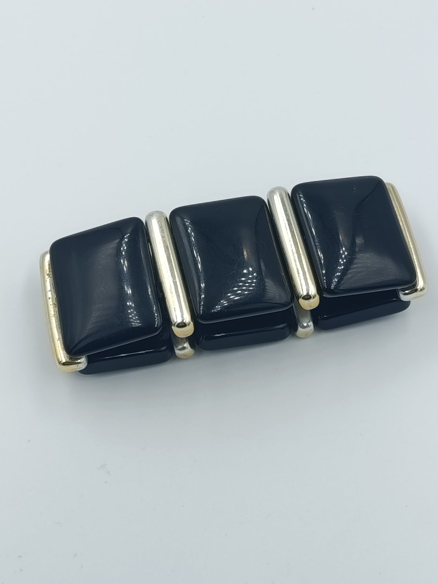 Elastisches Armband: Dunkelblau & Silberglieder