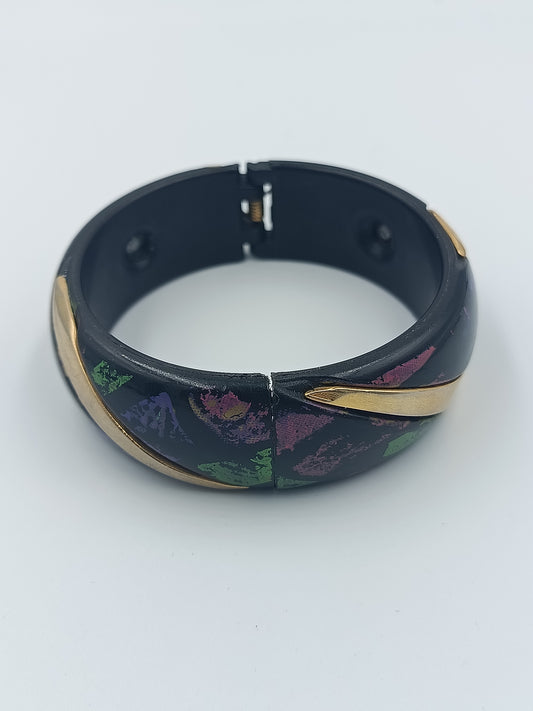 Dunkelblauer Vintage Armreif mit farbigen Akzenten und goldfarbenen Elementen