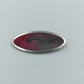 Vintage Brosche oval Silberfarben mit rotem Stoffeinsatz elegantes Design