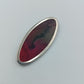 Vintage Brosche oval Silberfarben mit rotem Stoffeinsatz elegantes Design