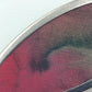 Vintage Brosche oval Silberfarben mit rotem Stoffeinsatz elegantes Design
