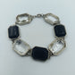 Vintage-Armband Silberoptik: Glassteine Blau & Klar