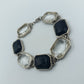 Vintage-Armband Silberoptik: Glassteine Blau & Klar