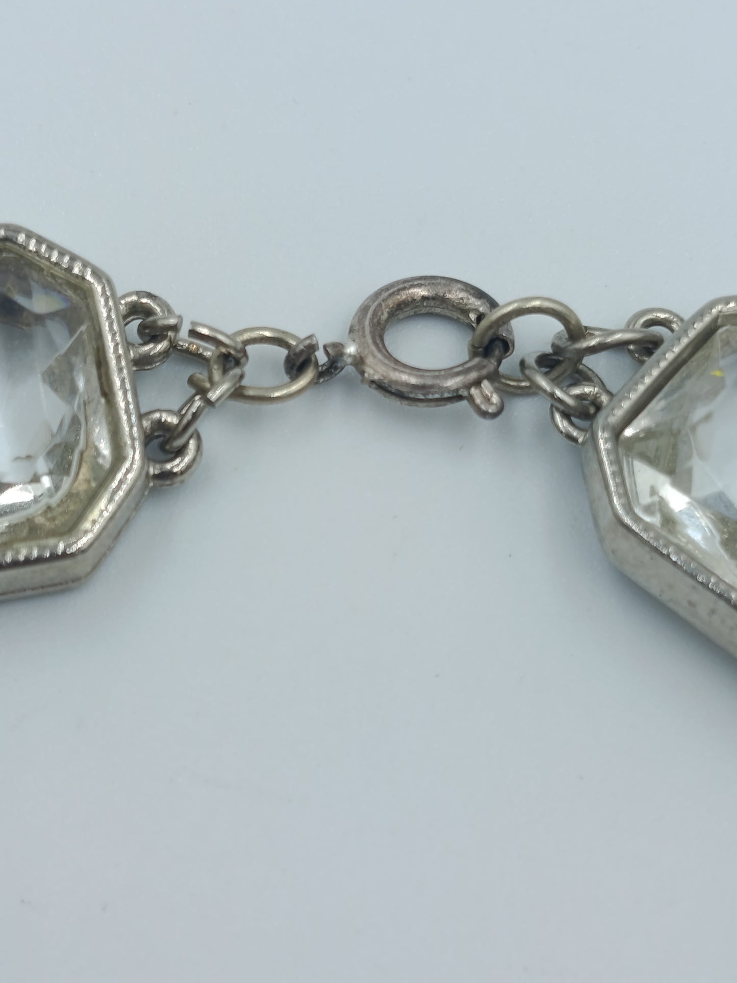 Vintage-Armband Silberoptik: Glassteine Blau & Klar