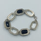 Vintage-Armband Silberoptik: Glassteine Blau & Klar