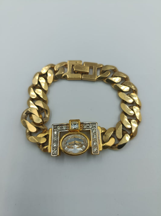 Vintage-Armband Goldoptik: Funkelnde Steine & Mittelstein