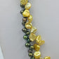 Barock-Perlenkette: Grün & Gold, 925 Silber-Verschluss