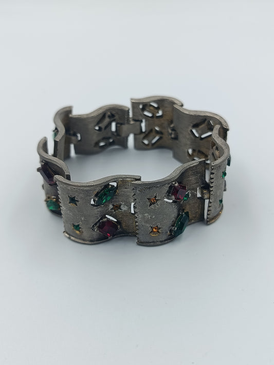 Massives Vintage Armband mit farbigen Steinen und Sternmotiven
