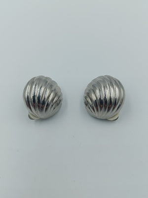 Vintage Clip Ohrringe Muschel Design silberfarben klassische Ohrclips