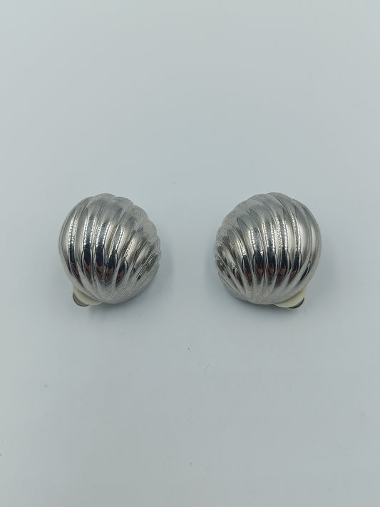 Vintage Clip Ohrringe Muschel Design silberfarben klassische Ohrclips